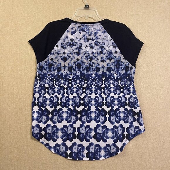 Talbots Blouse Women's Medium Blue Pullover Short Sleeves - Picture 8 of 12